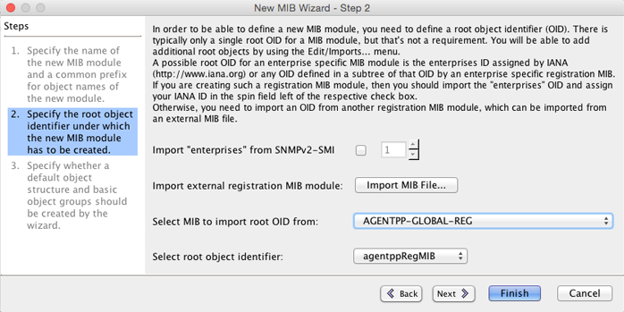 MIB Designer New MIB Wizard Step 2